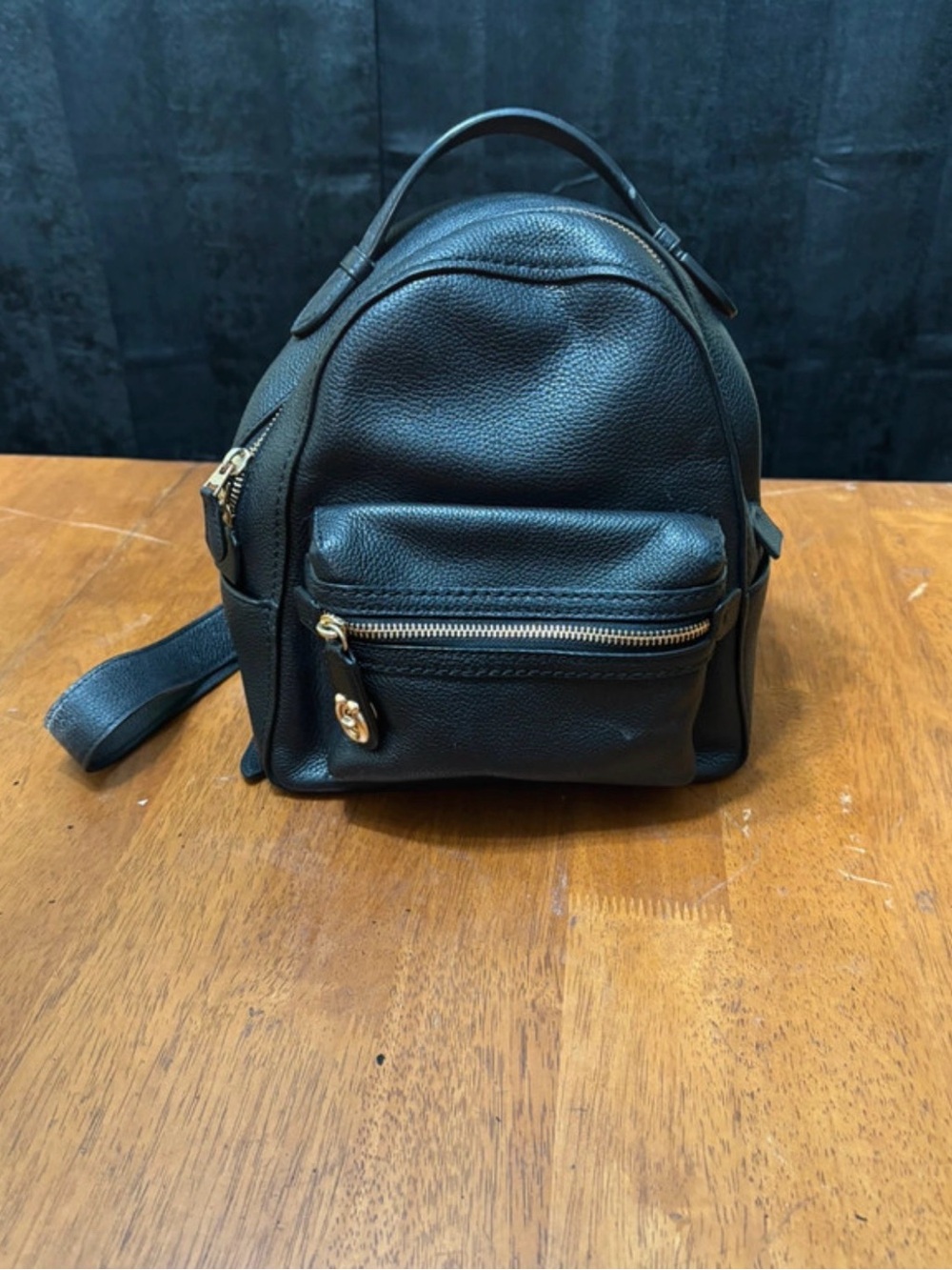 Coach Black Leather Mini Backpack - Sleek Everyday Carry